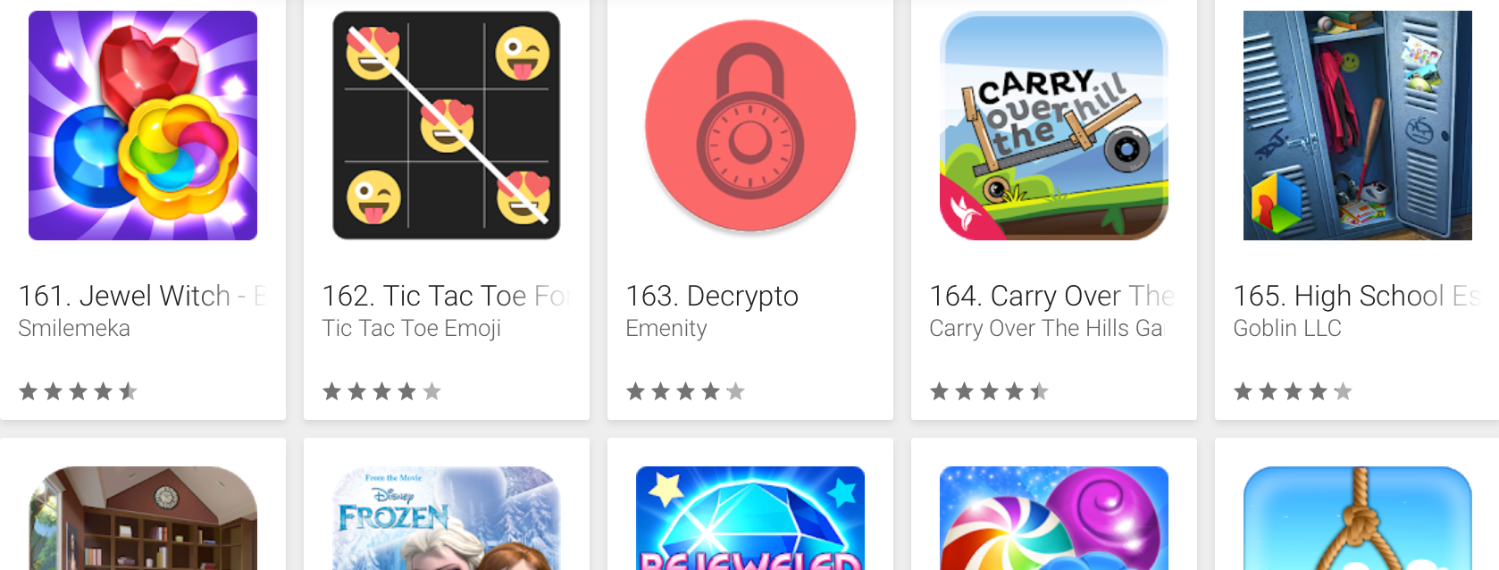 Screenshot of Decrypto ranked 163rd in the Puzzle category on the Google Play Store.